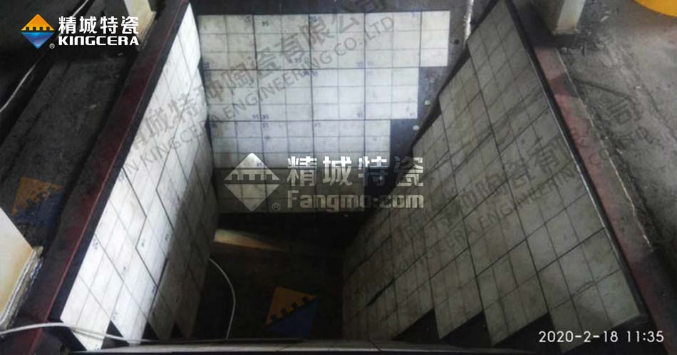 礦山集料斗安裝耐磨陶瓷襯板 礦山集料斗安裝耐磨陶瓷襯板